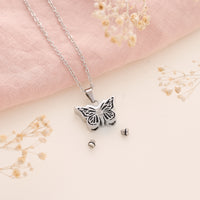 Butterfly Memorial Necklace for Ashes in silver