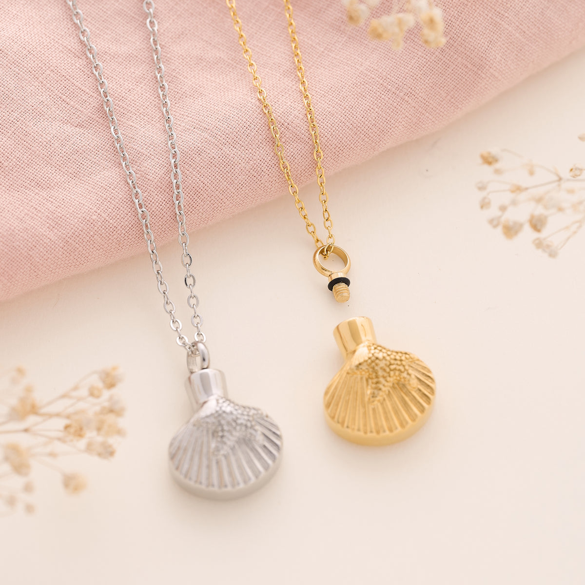 Memorial Necklace with Starfish and Shell Design