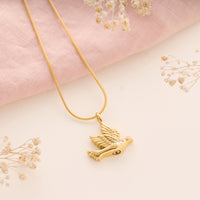 Memorial Necklace for Ashes in Dove Design plated in gold