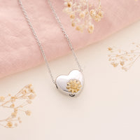 Flower and Heart-Shaped Ashes Necklace in Stainless steel