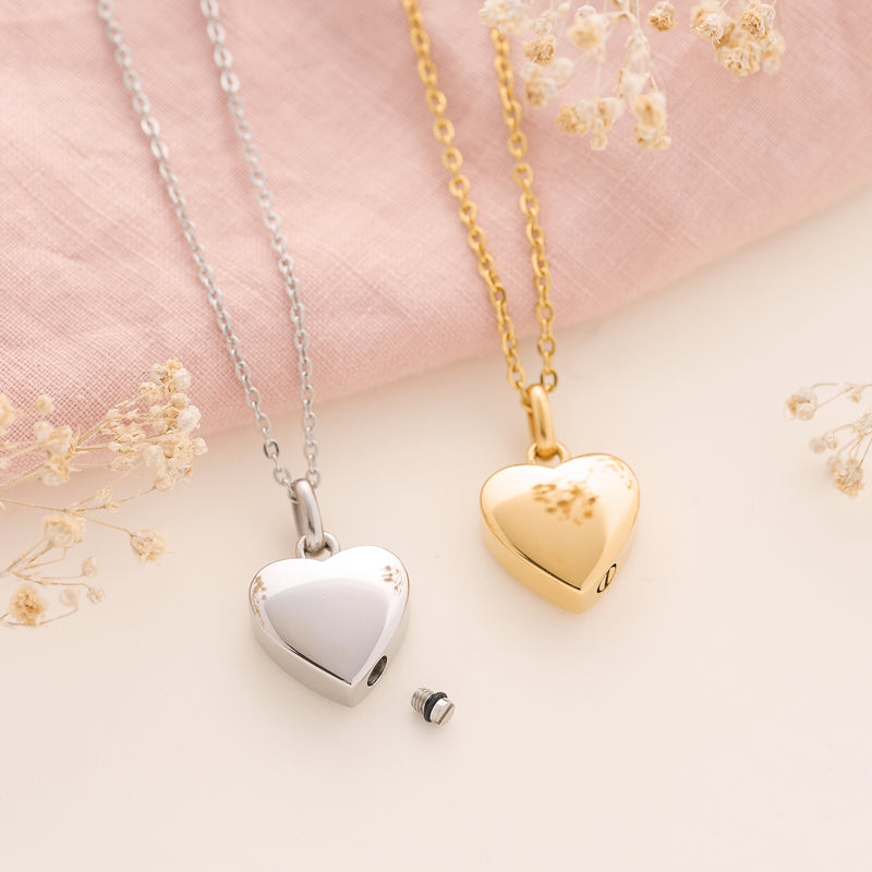 Women’s Heart Pendant Urn Jewellery in gold and sterling silver