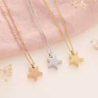 star cremation urn necklace  in silver, rose gold and gold