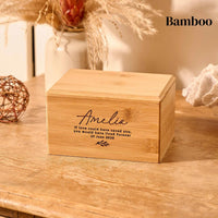 A wooden cremation urn for child's ashes, infant ashes or stillborn's ashes.