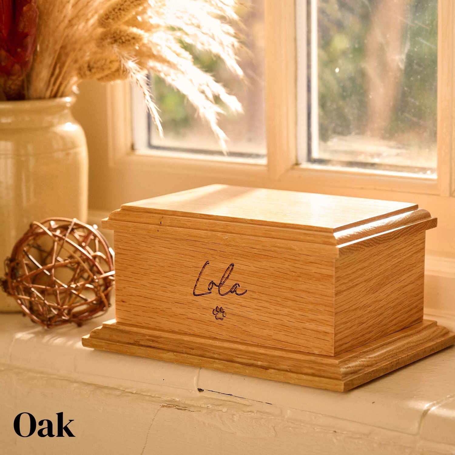 Personalised Solid Wood Pet Cremation Urn Thicket Memorials UK